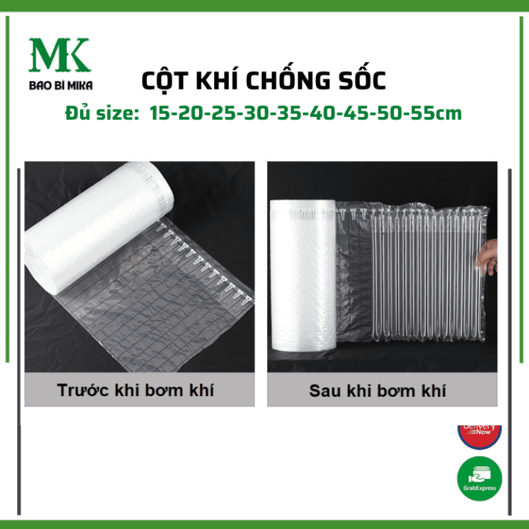 Cột Khí Bơm Hơi Chống Sốc Đóng Gói Hàng Hóa Kích Thước 20cm, 25cm, 30cm, 35cm, 40cm, 50cm, 55cm